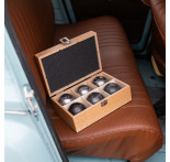 Wooden case with six balls