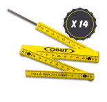 Set of 14 yellow folding rulers