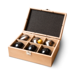 Wooden case with six balls